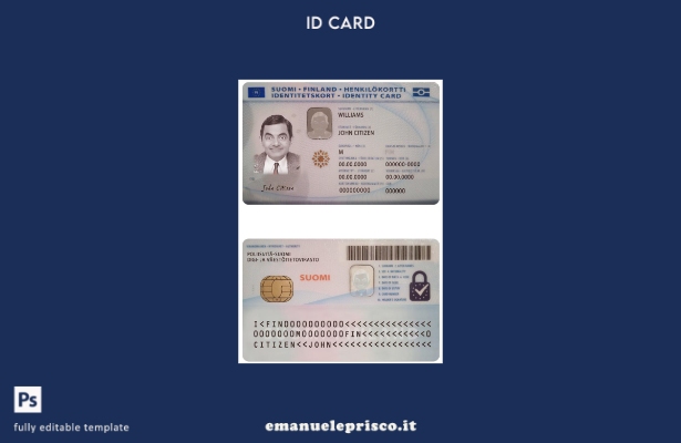 modello di documento d'identità finlandese in stile verificato